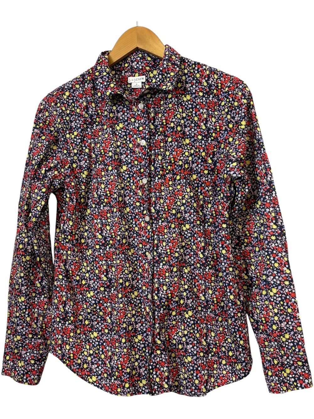 J. Crew Factory Colorful Floral Cotton Long Sleeve Button Down Shirt Size S